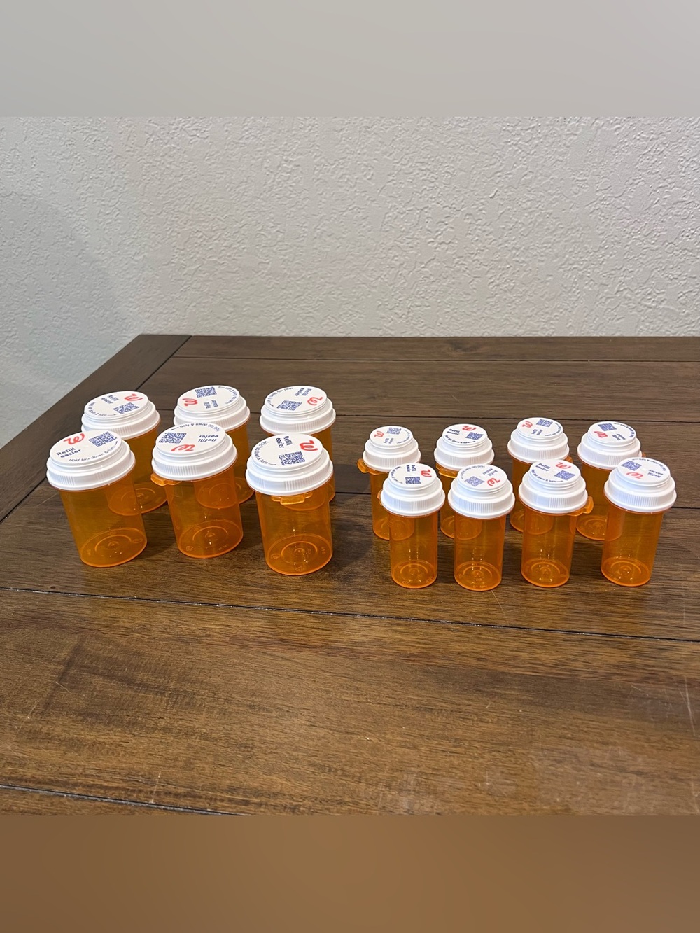 Lot of 14 Empty Amber Prescription Bottles Mixed Sizes Craft Storage Containers